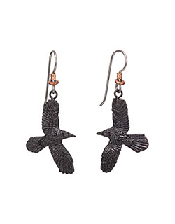Raven Earrings, Fishhook