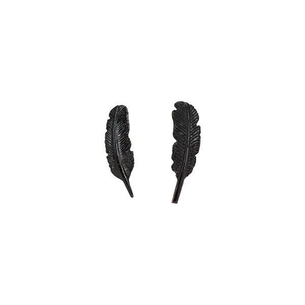 Raven Feather Earrings, Post, Bronze