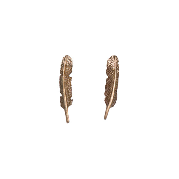 Eagle Feather Earrings, Bronze