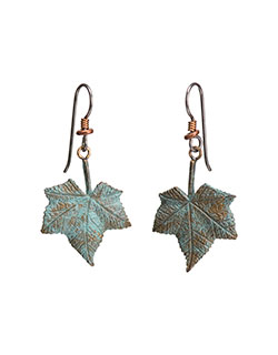 Thimbleberry Leaf Earrings, Fishhook