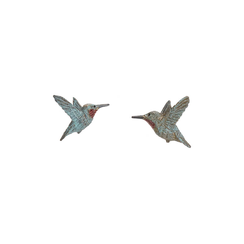 Mirrored Rufous Hummingbird Earrings, Post