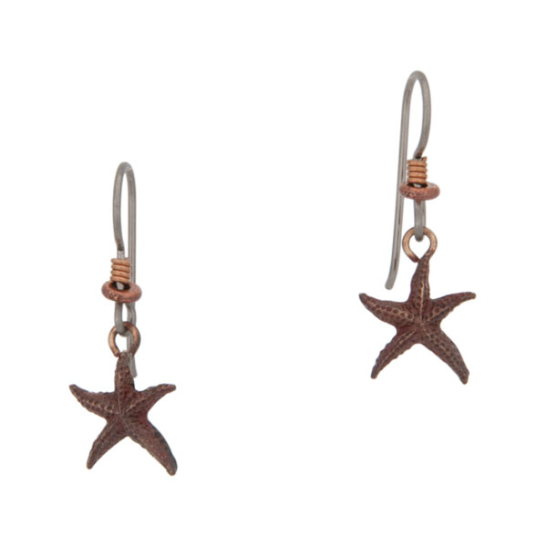 Starfish Earrings, Bronze