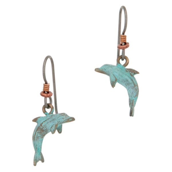 Dolphin Earrings, Bronze