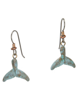 Whale Fluke  Earrings, Fishhook
