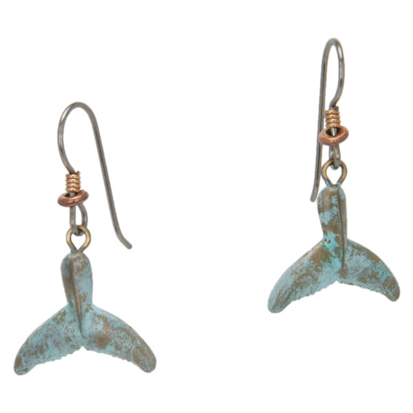 Whale Fluke Earrings, Bronze