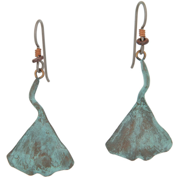 Gingko Leaf Earrings, Bronze