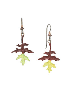 Oak Leaf Earrings, Fishhook