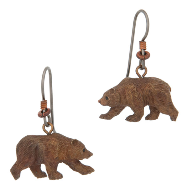 Grizzly Bear Earrings, Fishhook