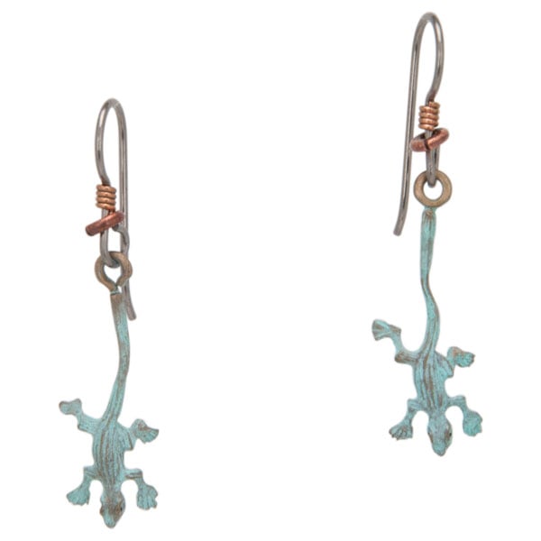 Lizard Earrings, Bronze