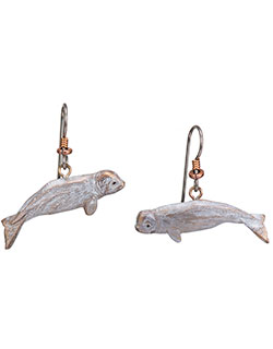 Beluga Whale Earrings, Fishhook