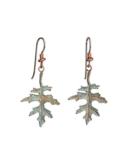 Oak Leaf Earrings, Fishhook