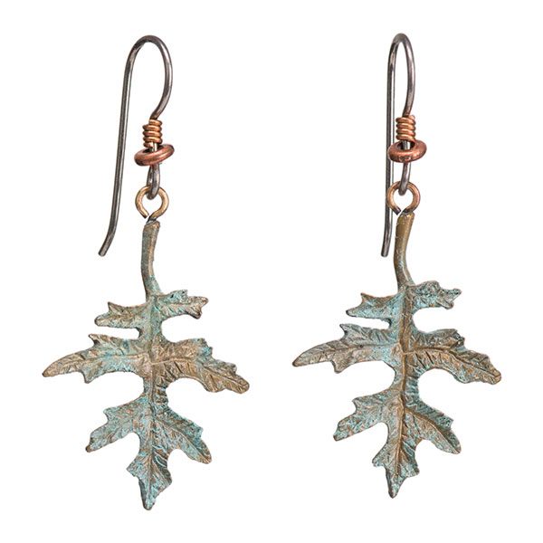 Oak Leaf Earrings, Bronze
