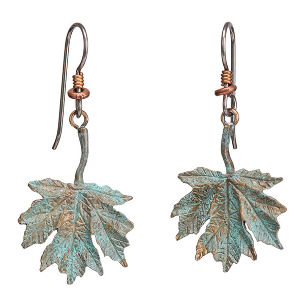 Maple Leaf Earrings, Bronze