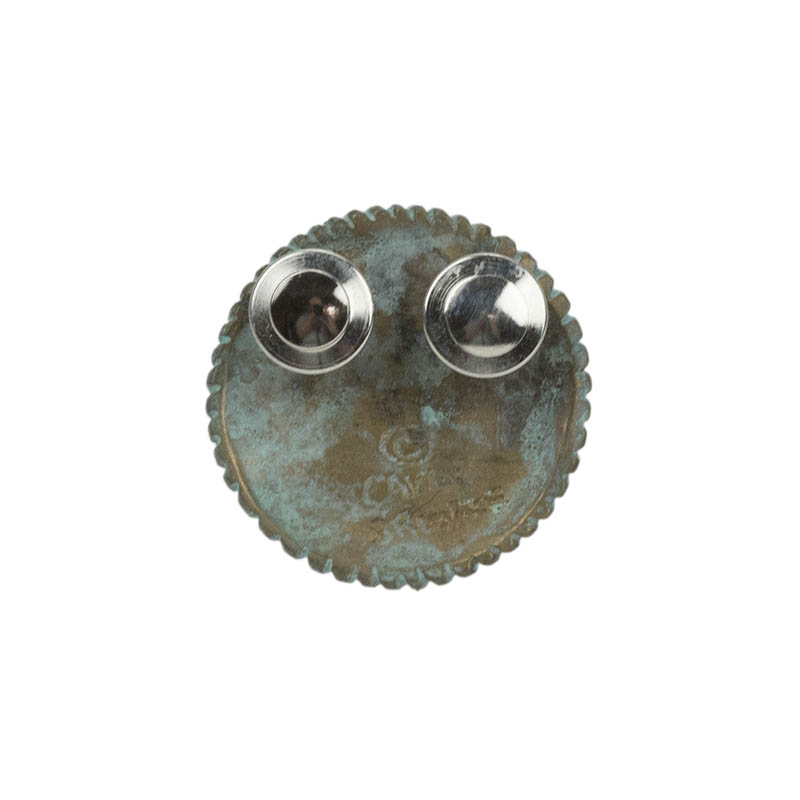 Chimp Pin, Bronze. The pin attaches with two nickel posts.