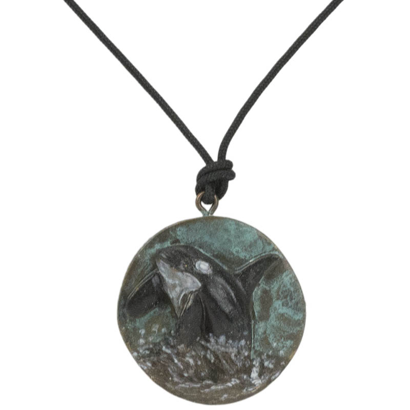 Orca Breaching Pendant, Bronze