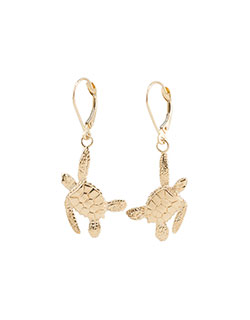 Sea Turtle Earrings, 14 kt. Gold