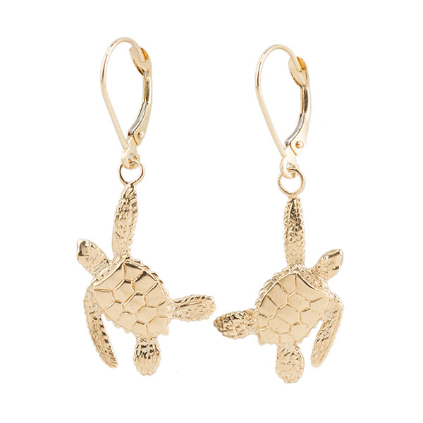 Sea Turtle Earrings, 14 kt. Gold