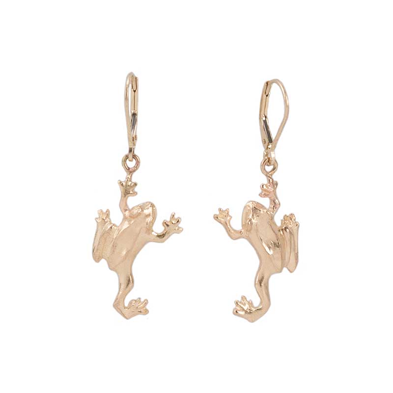 Tree Frog Earrings, 14 kt. Gold