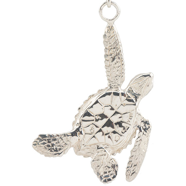 Sea Turtle Pendant, Sterling Silver, reverse side