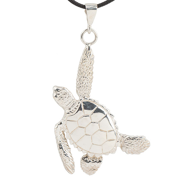 Sea Turtle Pendant, Sterling Silver