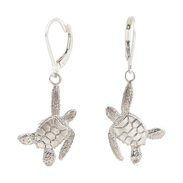 Sea Turtle Earrings, Sterling Silver
