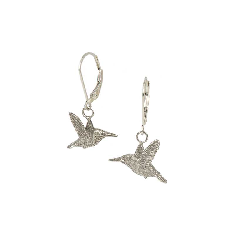 Mirrored Rufous Hummingbird Earrings, Sterling Silver