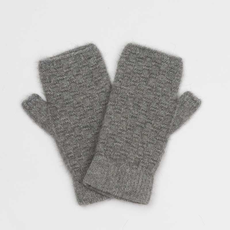 Dash Fingerless Mittens, Silver