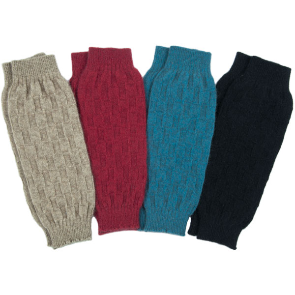 The Possum Leg Warmers are available in Teal, Natural, Red and Black