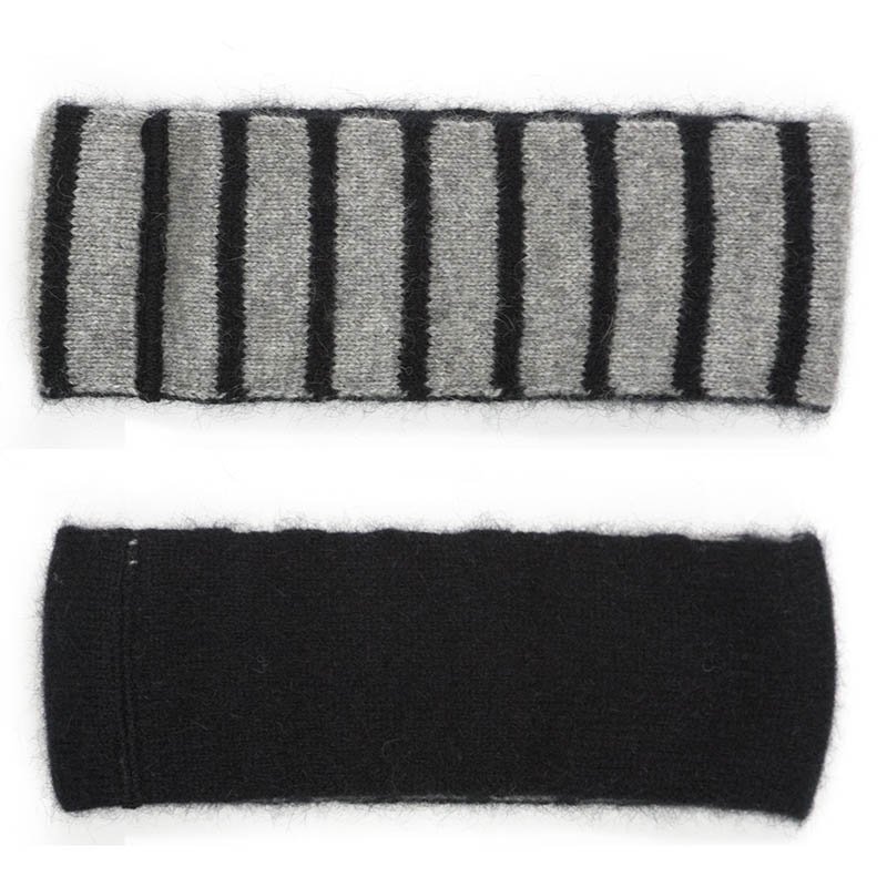 Reversible Possum Headband, Black with Silver Stripes