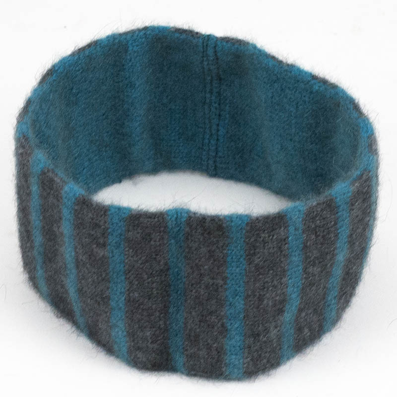 Reversible Possum Headband, Teal with Charcoal Stripes