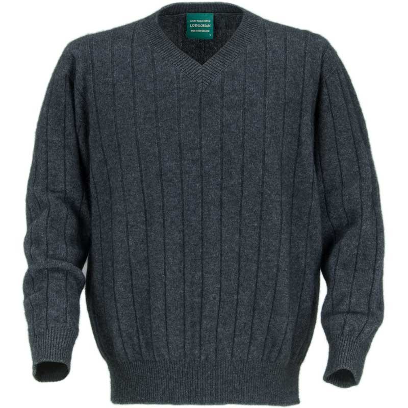 V Neck Possum Sweater, Charcoal
