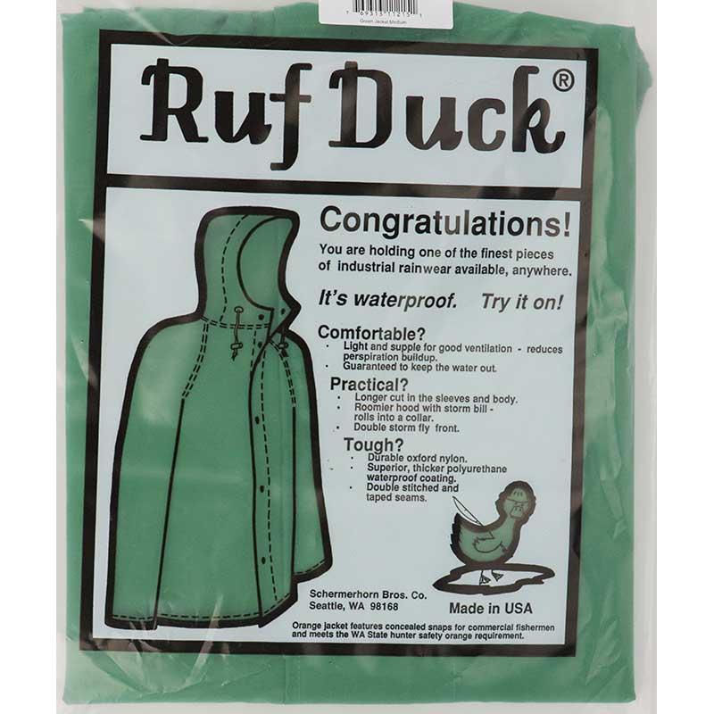 Ruf Duck Hooded Rain Jacket, Green
