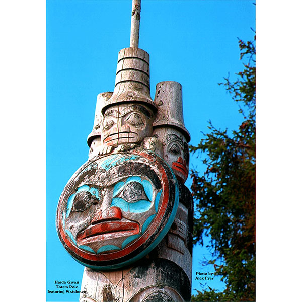 Haida Gwaii Totem Pole Featuring Watchman. Photo by Alex Fyer.